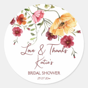 Sticker Rond L'amour est en fleurs bordeaux fleurs nuptiale dou