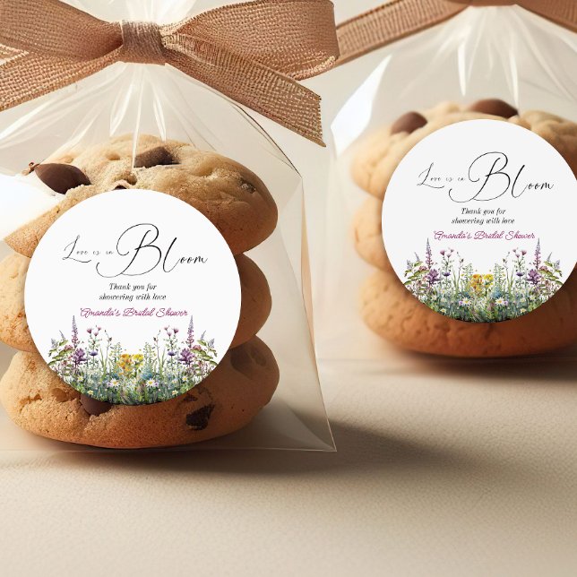 Sticker Rond L'amour est en fleurs Fête de mariage champêtre Fl (Créateur téléchargé)