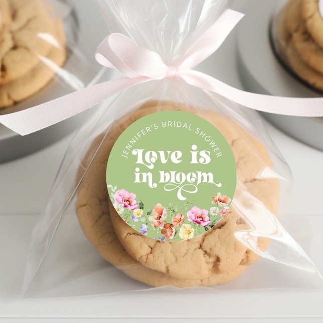Sticker Rond L'amour est en fleurs shower de mariage champêtre (Créateur téléchargé)