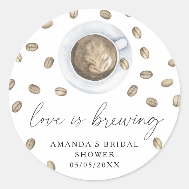 Sticker Rond L'amour est en train de brasser Café nuptiale douc (Devant)