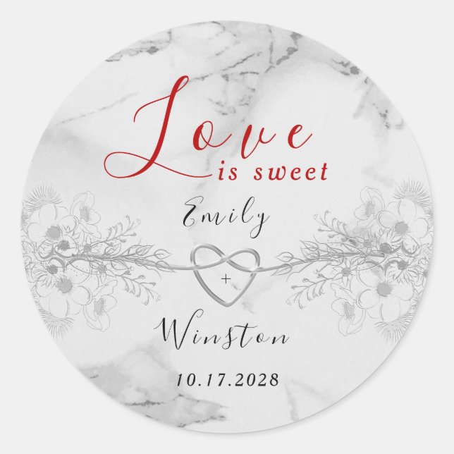 Sticker Rond L'amour est la faveur du mariage doux (Devant)