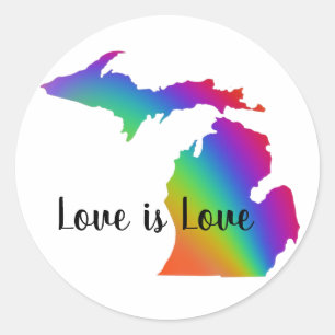 Sticker Rond L'amour est l'amour   Michigan pride