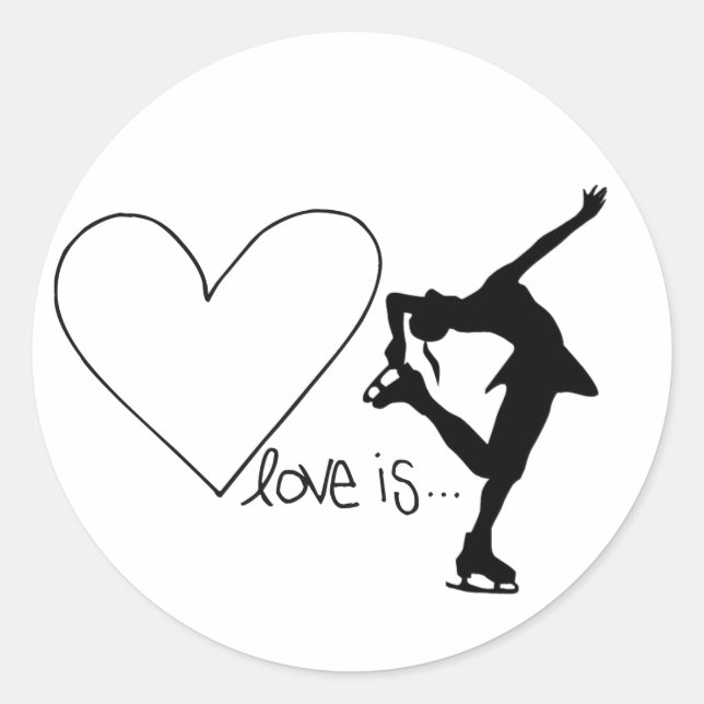 Sticker Rond L'amour est le patinage artistique, le patinage fé (Devant)