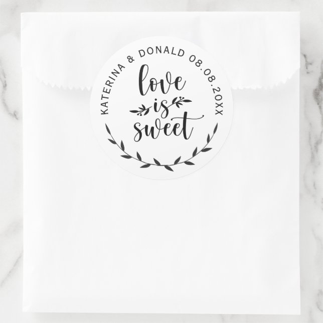 Sticker Rond L'amour est Mariage (Sac)
