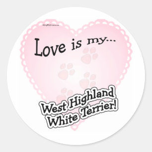 Sticker Rond L'amour est mon West Highland White Ter... - Stick