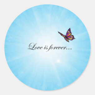 Sticker Rond L'amour est pour toujours papillon