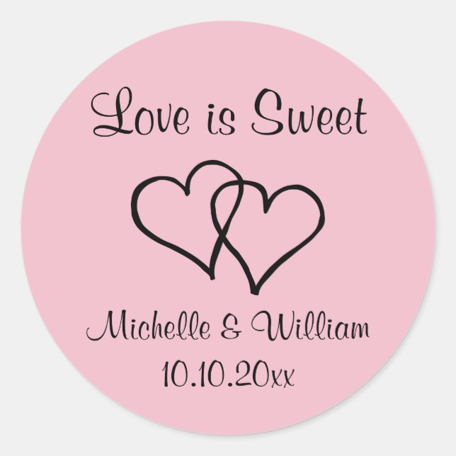 Sticker Rond L'amour est sucré Parti de mariage personnalisé (Devant)