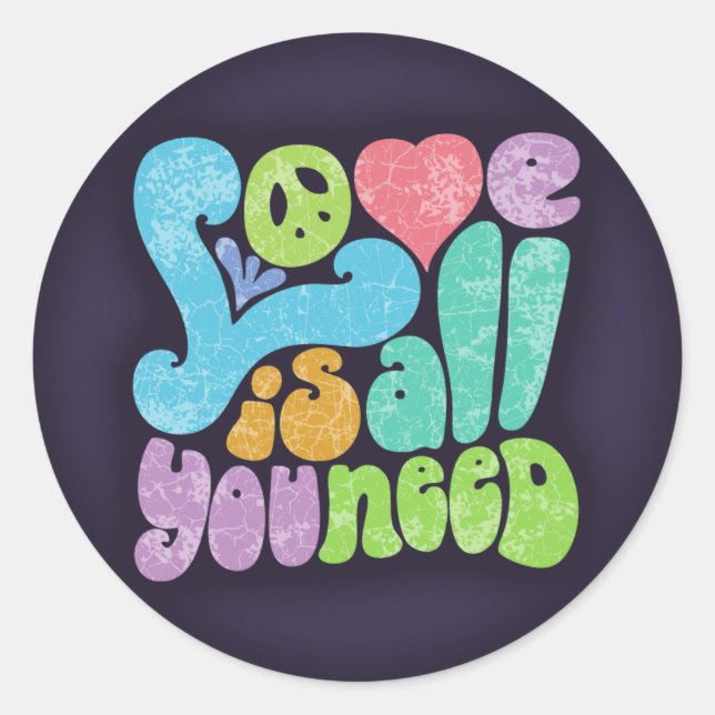 Sticker Rond L'amour est tout ce dont vous avez besoin II (Devant)