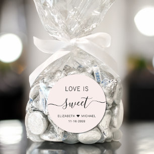 Sticker Rond L'Amour Est Un Mariage Rose Sucré Faveur