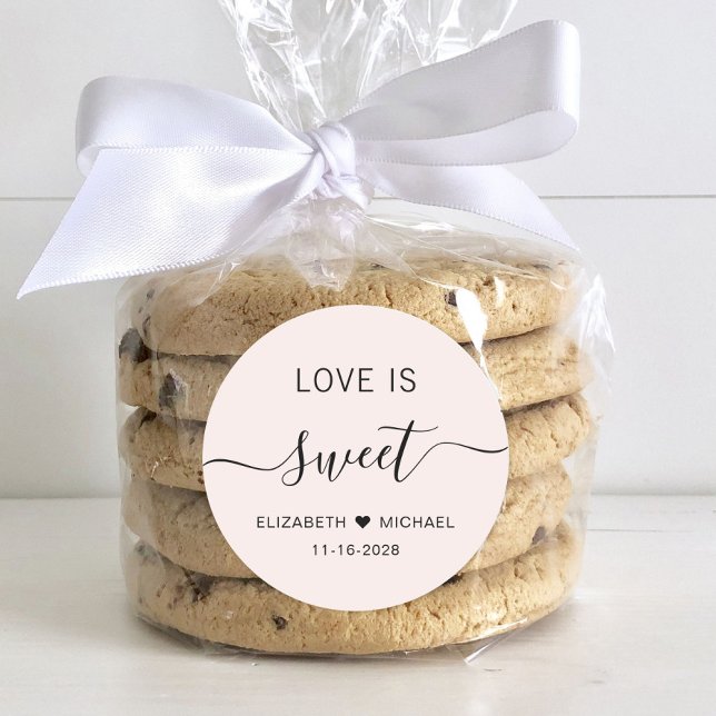 Sticker Rond L'Amour Est Un Mariage Rose Sucré Faveur (Créateur téléchargé)