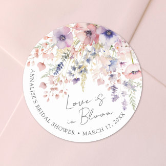 Sticker Rond L'Amour fleur sauvage Est Dans La Fête des mariées