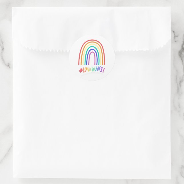 Sticker Rond L'amour gagne les couleurs arc-en-ciel Dessin (Sac)