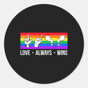 Sticker Rond L'amour gagne toujours Asl Sensibilisation des sou