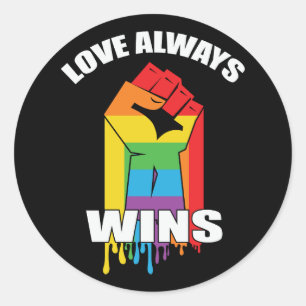 Sticker Rond L'amour gagne toujours Gay LGBT
