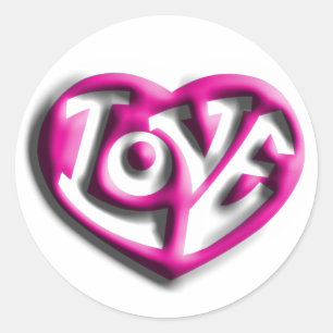 Sticker Rond L'amour hippie rose