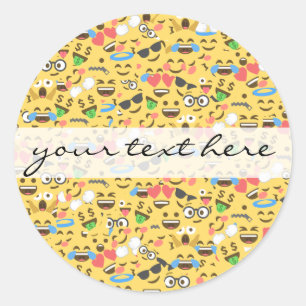 Sticker Rond l'amour mignon d'emoji entend le motif de rire de