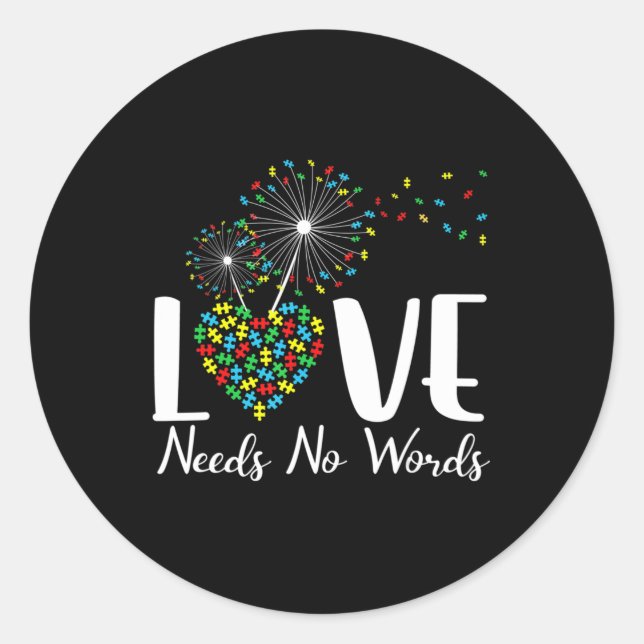 Sticker Rond L'amour n'a pas besoin de mots Sensibilisation sur (Devant)
