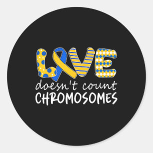Sticker Rond L'amour ne compte pas les chromosomes T21 Syndrome