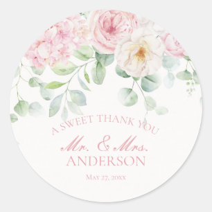 Sticker Rond L'amour rose en fleur Floral Hydrangea Cercle Mari