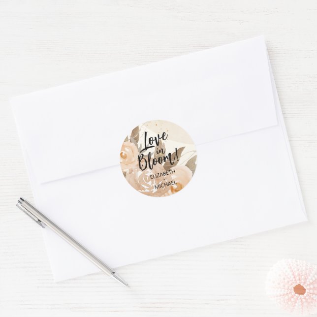Sticker Rond L'amour rustique dans la floraison de la pêche (Enveloppe)
