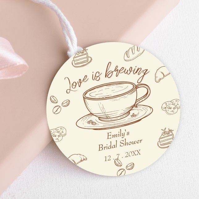 Sticker Rond L'amour rustique prépare un café pour la baby show (Créateur téléchargé)