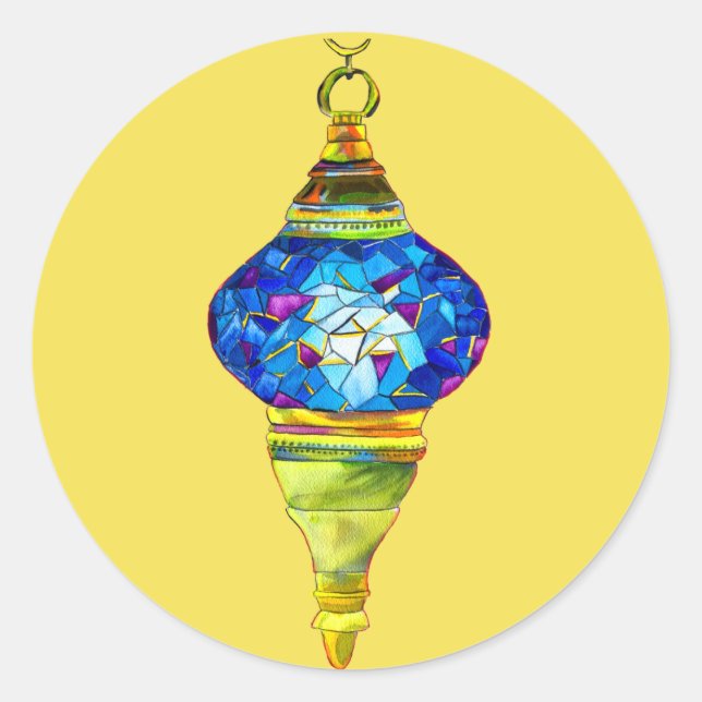 Sticker Rond Lampes turques mosaïque art aquarelle (Devant)