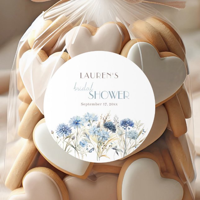 Sticker Rond Lancement de mariage Hydrangea Bleuet (Créateur téléchargé)