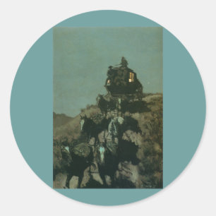 Sticker Rond L'ancienne stagecoach des plaines de Remington (19