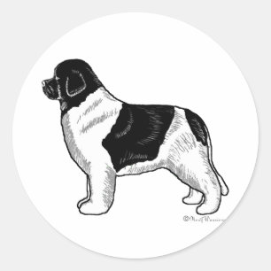 Sticker Rond Landseer Terre-Neuve