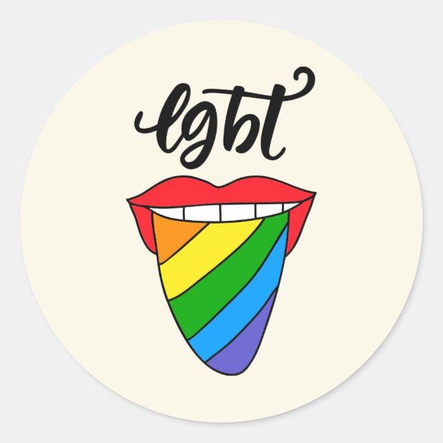 Sticker Rond Langue arc-en-ciel LGBT (Devant)