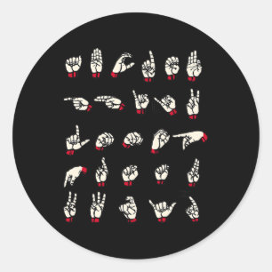 Sticker Rond Langue des signes - Alphabet A à Z ASL Sourds