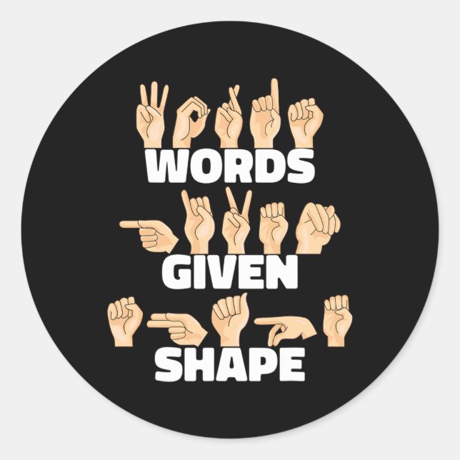 Sticker Rond Langue des signes américaine Asl de forme donnée (Devant)
