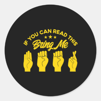 Sticker Rond Langue des signes Apportez-moi Bière Sourde 1