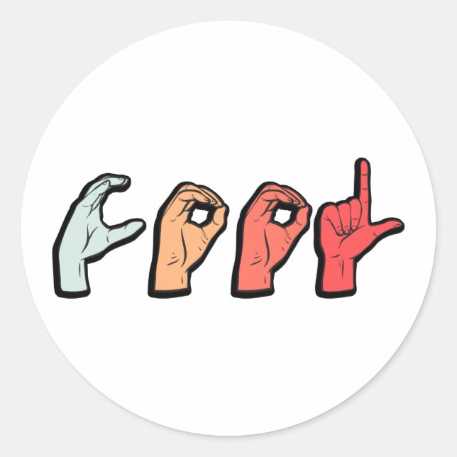 Sticker Rond Langue des signes ASL - Culture Sourde (Devant)