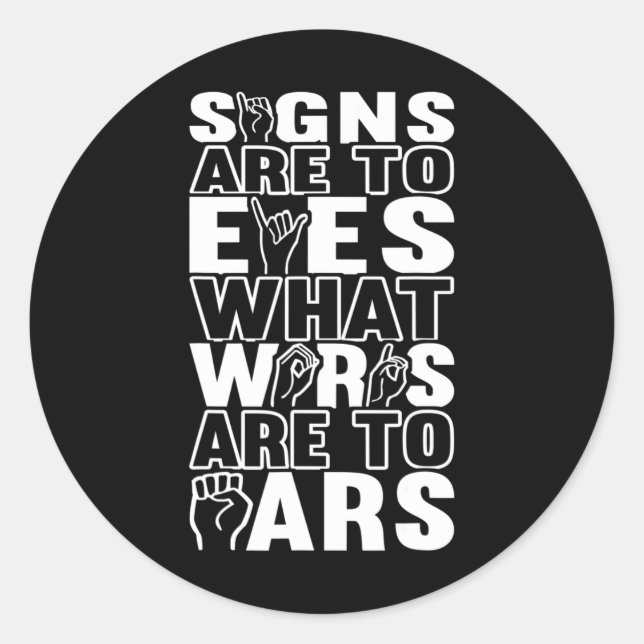 Sticker Rond Langue des signes de sensibilisation Langue des si (Devant)