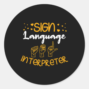 Sticker Rond Langue des signes Interprète Sourd Langue des sign