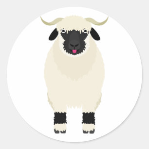 Sticker Rond Langue du Valais Noir Noir Nez Mouton