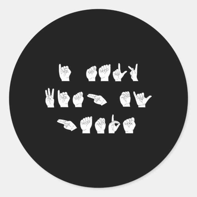 Sticker Rond Langue Signale Américaine Asl Je Parle Avec Mes Ma (Devant)