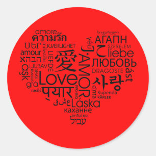 Sticker Rond Langues de coeur de l'amour