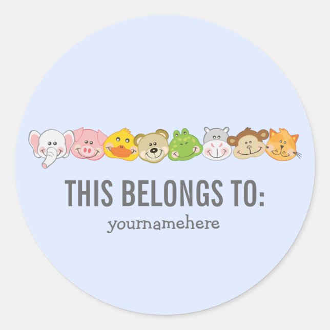 Sticker Rond L'animal mignon fait face à cette APPARTENANCE à S (Devant)