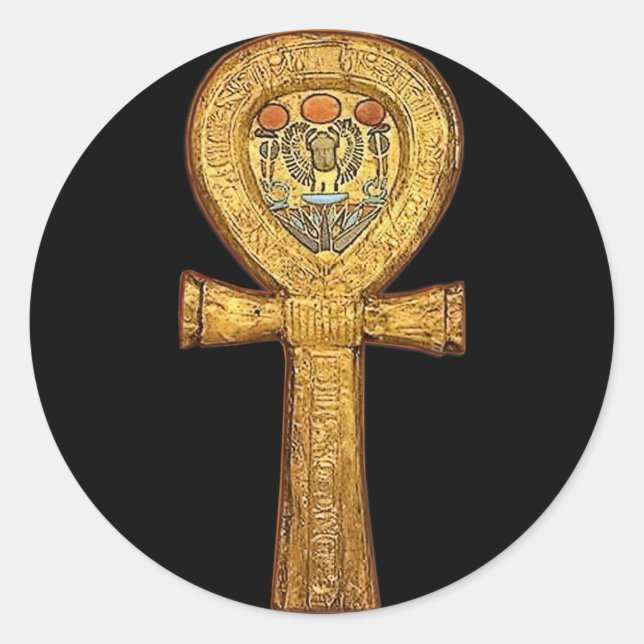 Sticker Rond L'Ankh... Symbole de vie de l'Égypte antique (Devant)