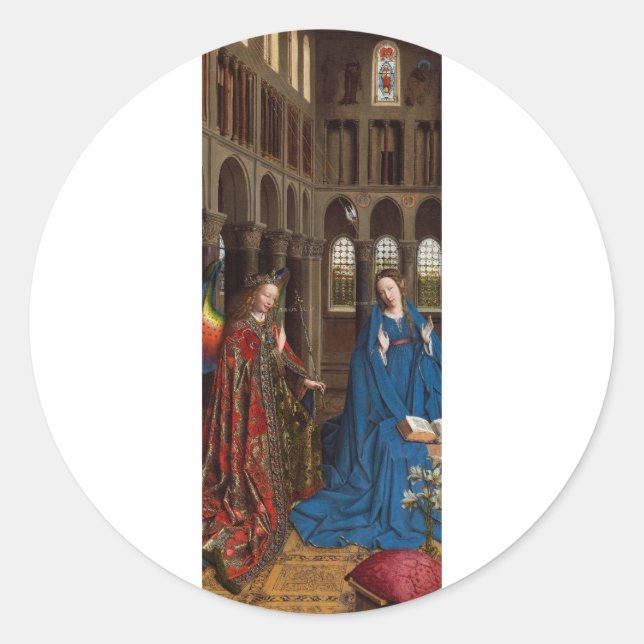 Sticker Rond L'Annonciation de Van Eyck Premium Lumière Cathédr (Devant)