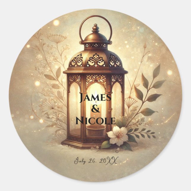 Sticker Rond Lanterne brillante de bronze Romantique Russe Mari (Devant)