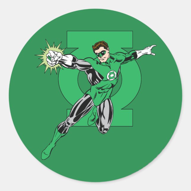 Sticker Rond Lanterne verte avec Arrière - plan de logo (Devant)