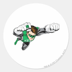 Sticker Rond Lanterne verte - bande dessinée, vol à droite
