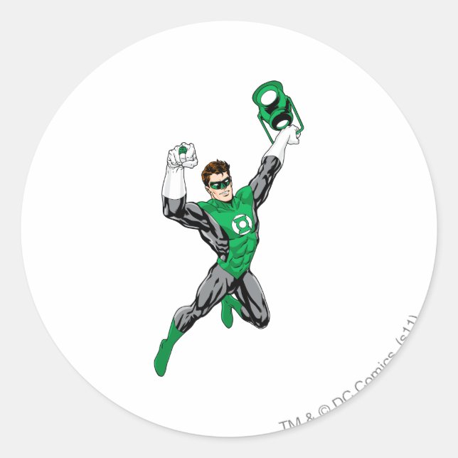Sticker Rond Lanterne Verte - Entièrement Rendu, avec lanterne (Devant)