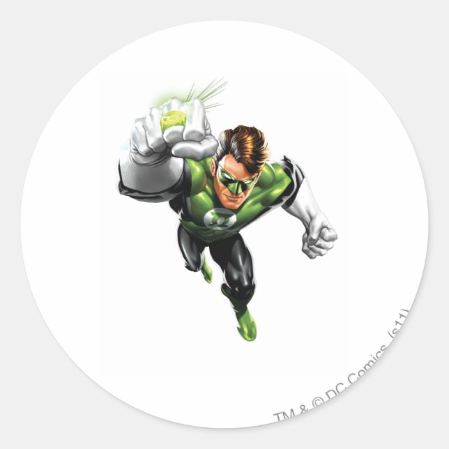 Sticker Rond Lanterne Verte - Entièrement Rendu, Lever Du Bras (Devant)