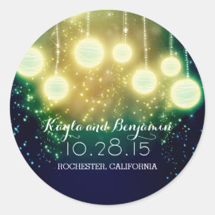 Sticker Rond lanternes mariages romantiques turquoise