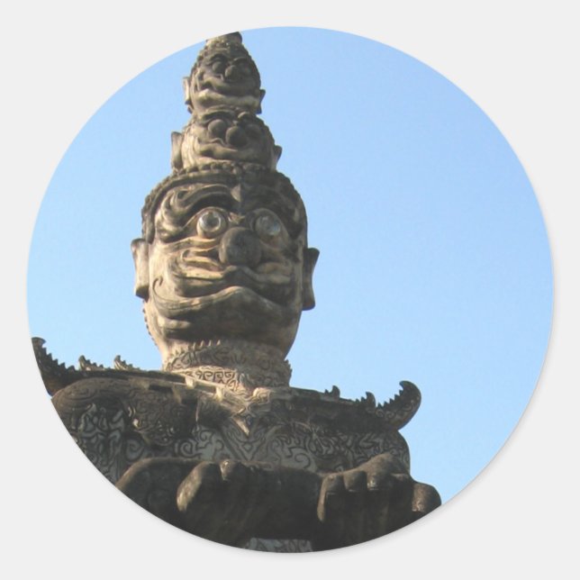 Sticker Rond Lao Giant Guardian .. Parc du Bouddha, Vientiane,  (Devant)