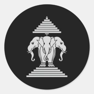 Sticker Rond Laos 3 Elephant Dirigé Erawan Lao